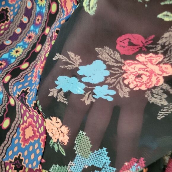 EC AMERICAN RAG SHEER FLORAL/SANTA FE PRINT BLOUSE THAT TIES ON THE NECK SZ.L - Picture 3 of 4